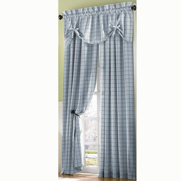Curtainworks Semi-Opaque Light BlueCountry Plaid Cotton Panel- 50 in. W x 63 in. L
