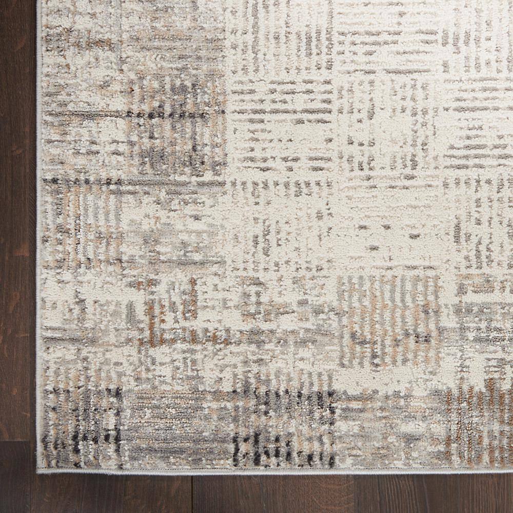 Ivory Grey Rectangular Synthetic Area Rug 5' x 7'