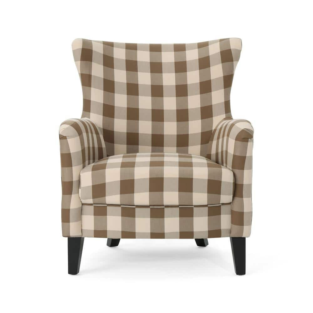 brown check armchair