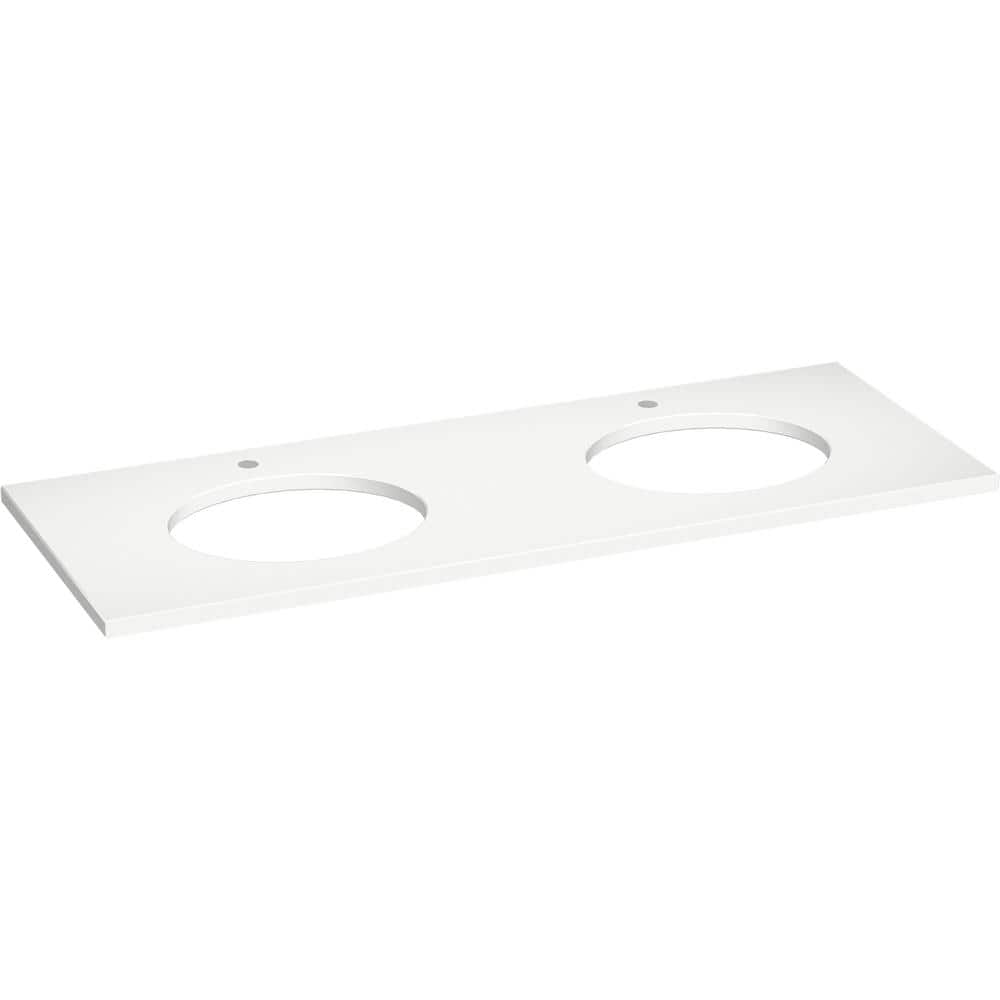 KOHLER Silestone 61 in. W x 22.4375 in. D Quartz Double Oval Cutouts with Vanity Top in Miami White