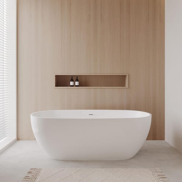 Juno 71 in. Acrylic Flatbottom Bathtub in White with Shiny White Trim
