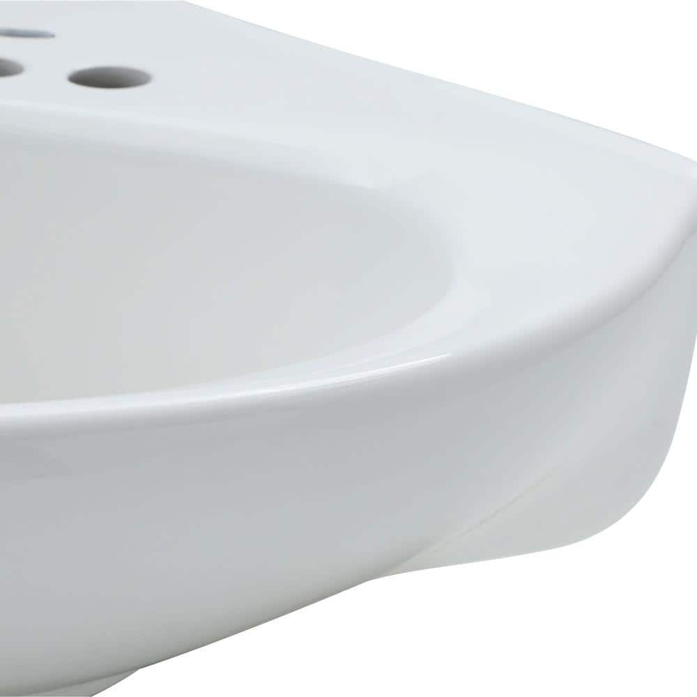 White Vitreous China Wall-Mount Bathroom Sink with Overflow