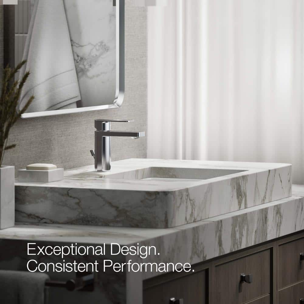 Parallel Polished Chrome Single-Handle Low-Arc Bathroom Faucet