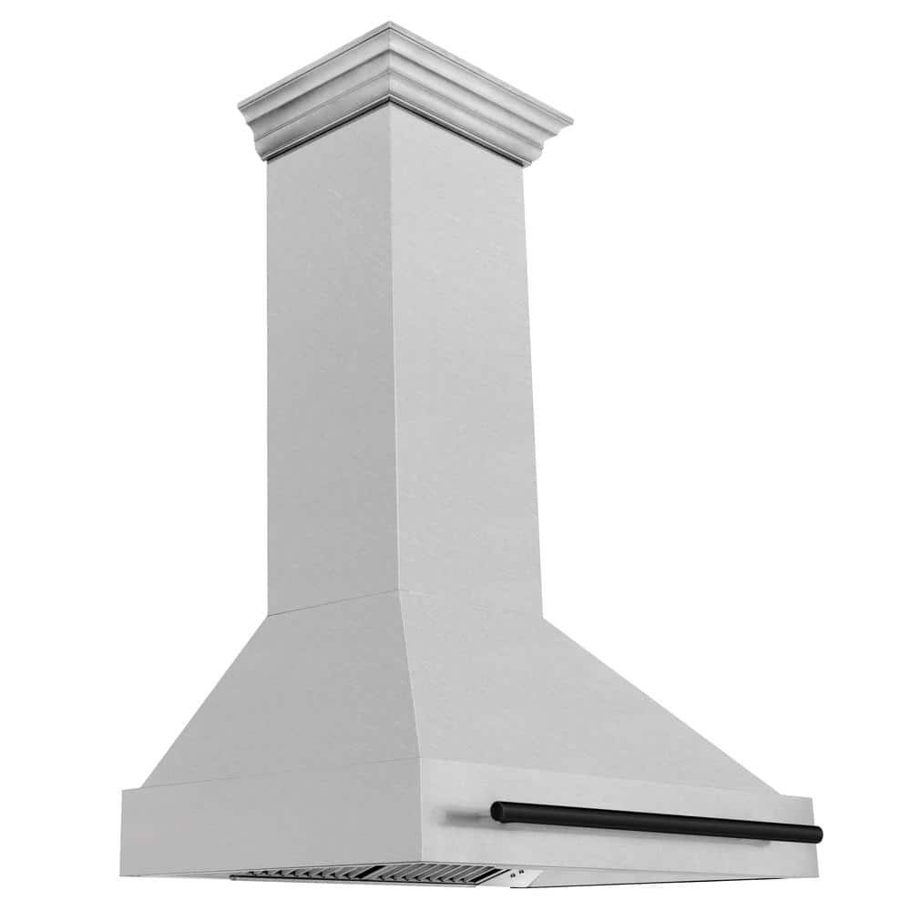 Autograph Edition 36 in. Satin Stainless Steel Wall Mount Range Hood with Matte Black Handle