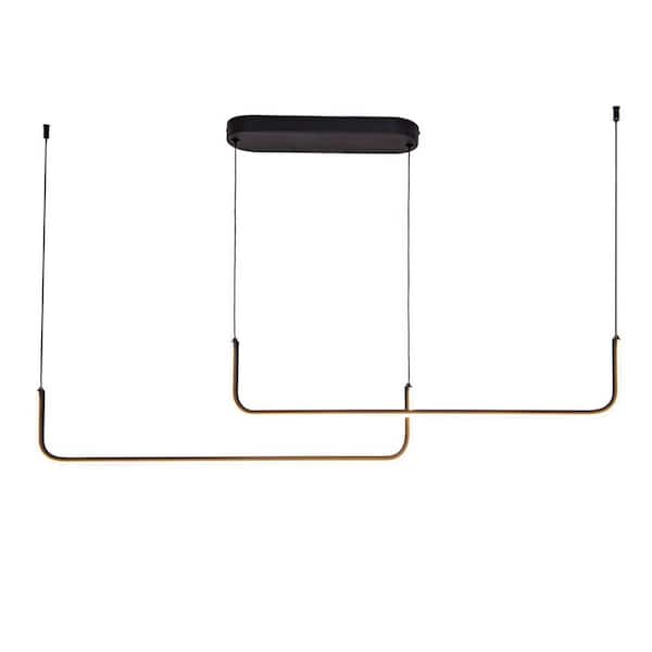 Sleek 40-Watt  2-Light Black Modern Linear with Curve Ends Design Integrated LED Mini Pendant Light