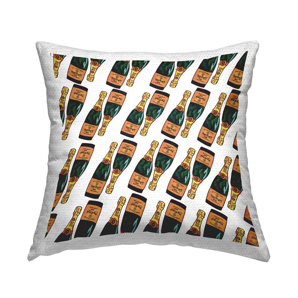 Upscale Champagne Bottle Glam Pattern Orange Square Outdoor Throw Pillow price history on PriceWatchPro