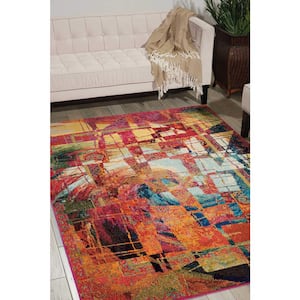 Celestial Stained Glass Multicolor 4 ft. x 6 ft. Abstract Contemporary Area Rug