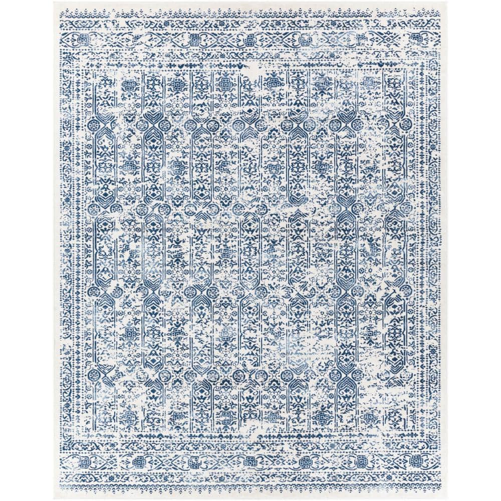 White/Dark Blue 7'10 x 10' Artistic Weavers Dallas Vintage Medallion Area Rug 
