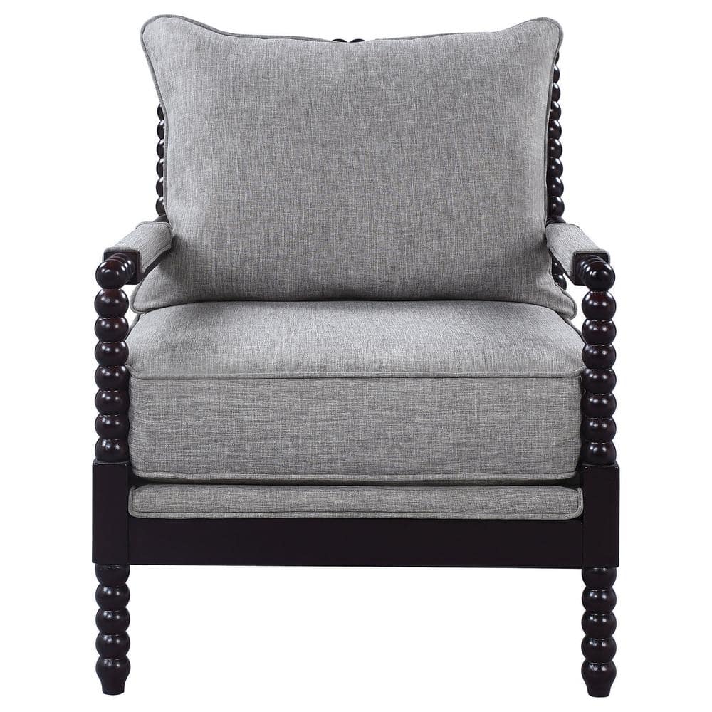Gray Geometric Wood Frame Accent Chair