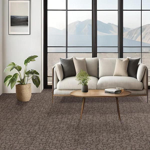 Painted Picture - Fossilize-Brown 12 ft. 45 oz. Triexta PET Pattern Installed Carpet