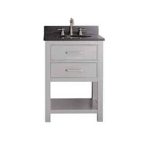 Brooks 24 in. W x 22 in. D x 35 in. H Vanity in Chilled Gray with Granite Vanity Top in Black with White Basin