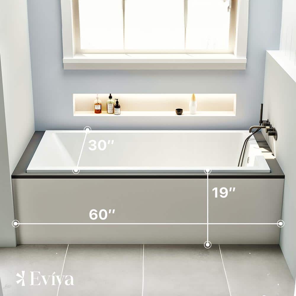 Teddy 59-Inch Glossy White Acrylic Drop-In Bathtub