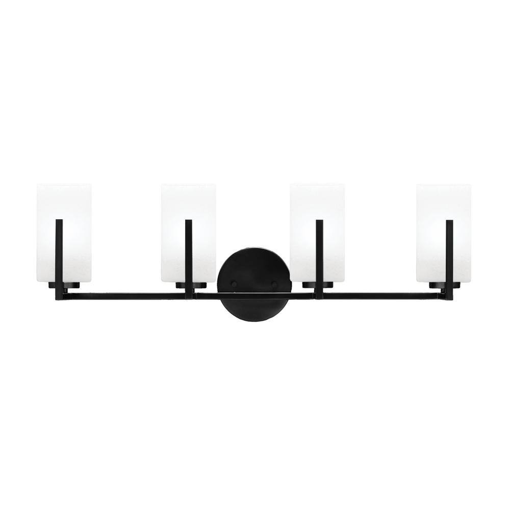 Cottonwood 28.5 in. 4-Light Vanity Light Matte Black with 3.5 in. Square Wh