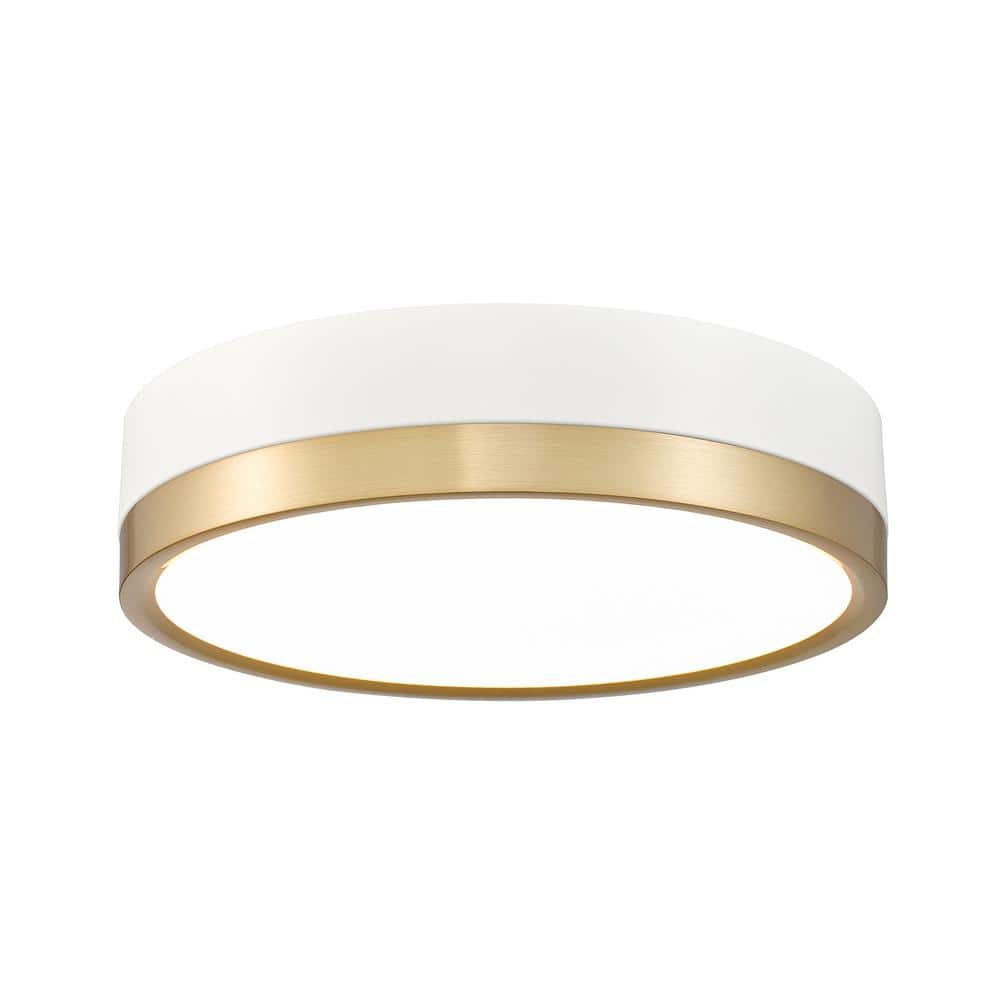 Algar 12 in. Matte White Plus Modern Gold Integrated LED Flush Mount with F