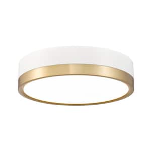 Algar 12 in. Matte White Plus Modern Gold Integrated LED Flush Mount with Frosted Acrylic Shade (1-Pack)