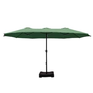 15 ft. Market Patio Umbrella 2-Side in Mint Green with Base and Sandbags