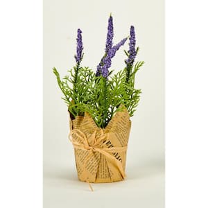 8 in. Artificial Lavender in 2.5 in. Plastic Pot with Newspaper (Set of 2)