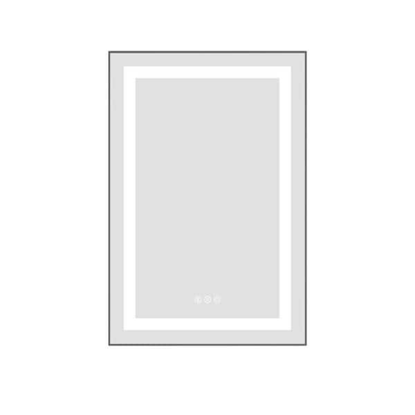 20 in. W x 32 in. H Rectangular Aluminum Framed LED Wall Bathroom Vanity Mirror with Anti-Fog and Memory in Gun Ash