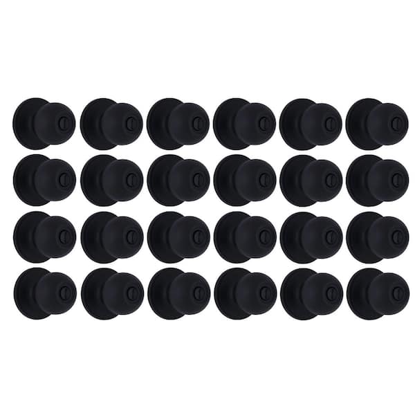 Ball Matte Black Bed/Bath Door Knob 24-Pack