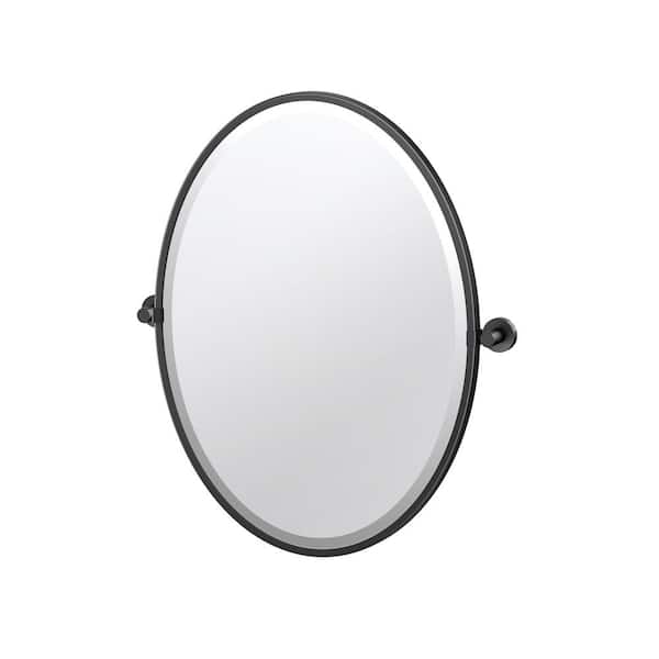 Gatco Glam 21 in. W x 28 in. H Framed Oval Beveled Edge Bathroom Vanity Mirror in Matte Black