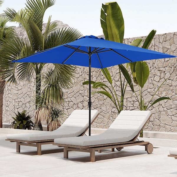 JEAREY 8 ft. x 10 ft. Steel Rectangular Market Umbrella in Blue