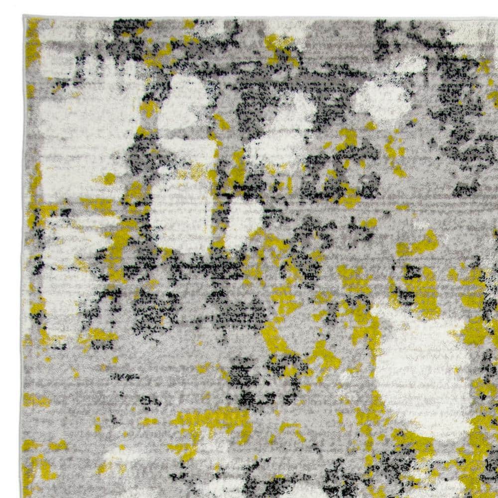 Reversible Grey/Green Abstract Synthetic 8' x 10' Area Rug