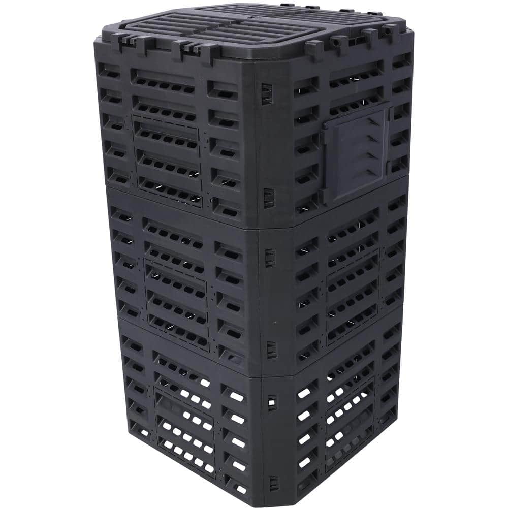 132 Gal. Garden Composter Bin with Easy Assembly Outdoor Compost Box in Bla