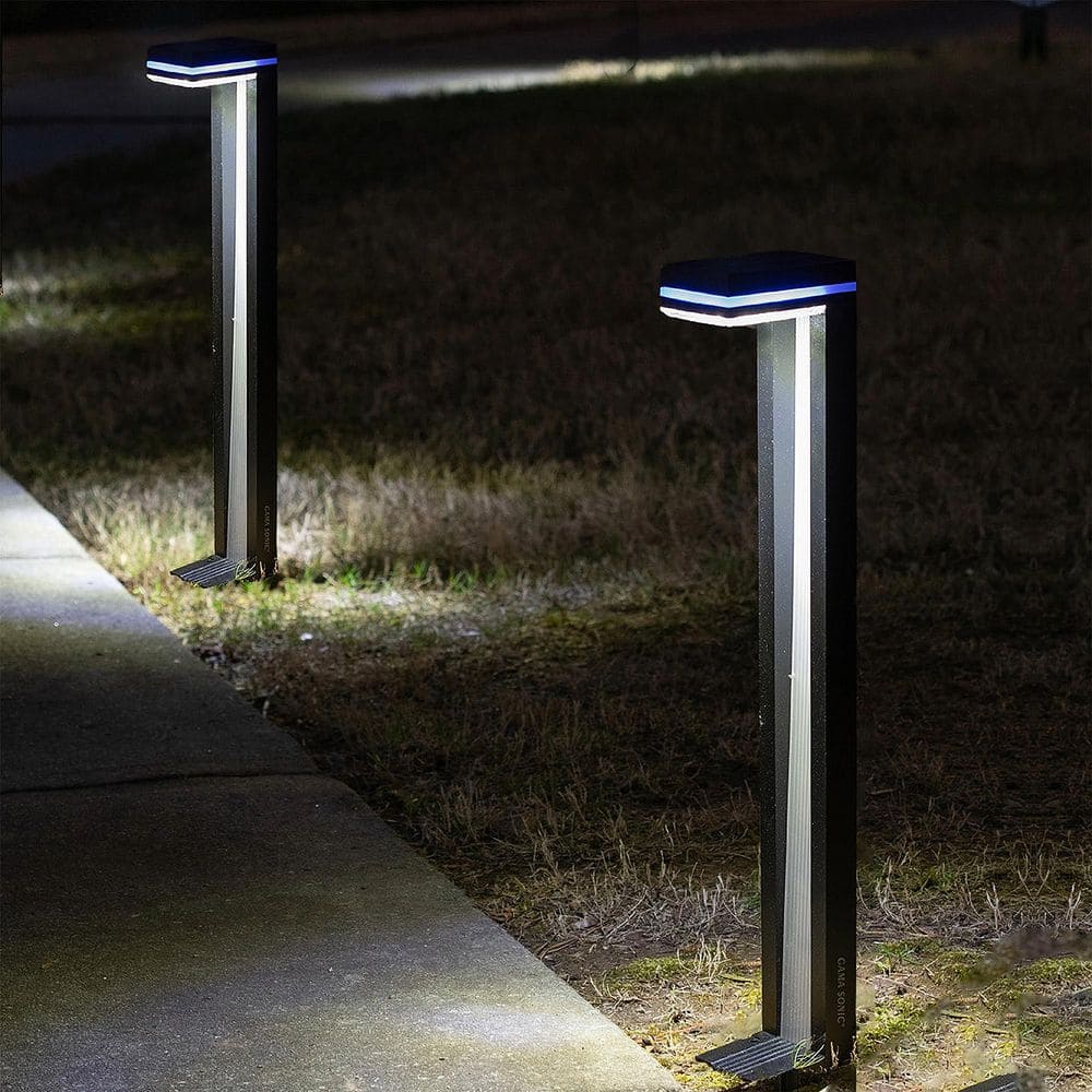 GAMA SONIC Black 60 Lumens Solar Outdoor LED Weather Resistant Pathway Light with White Accent light w/ 2-Mounting Options (2-Pack) 92iP260082
