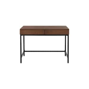 Donnelly Black Metal and Haze Wood Finish Writing Desk with 2 Drawers (42 in. W x 30 in. H)