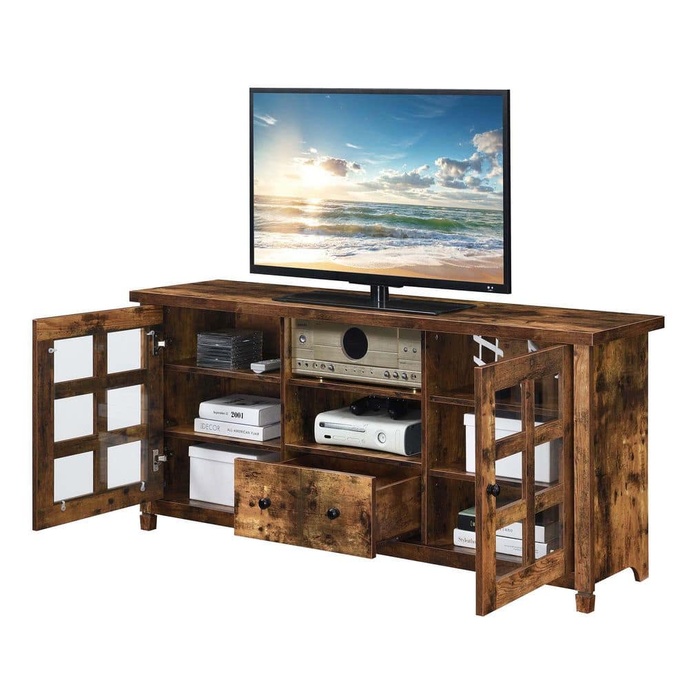Barnwood Corner TV Stand with Cabinets and Shelves