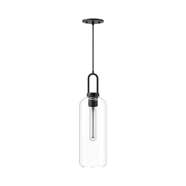 ALORA MOOD Soji 6 in. 1 Light 60-Watt Clear Glass/Matte Black Pendant Light