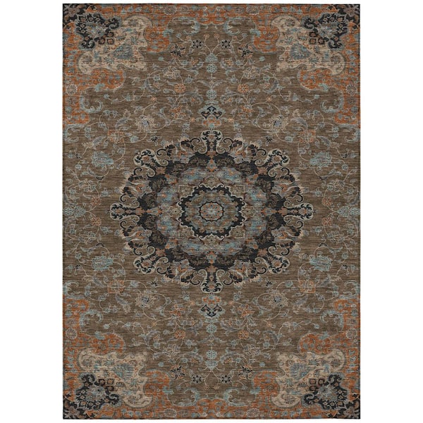 Chantille Machine Washable Indoor/Outdoor Abstract ACN2489 Chocolate 3 ft. x 4 ft. Area Rug