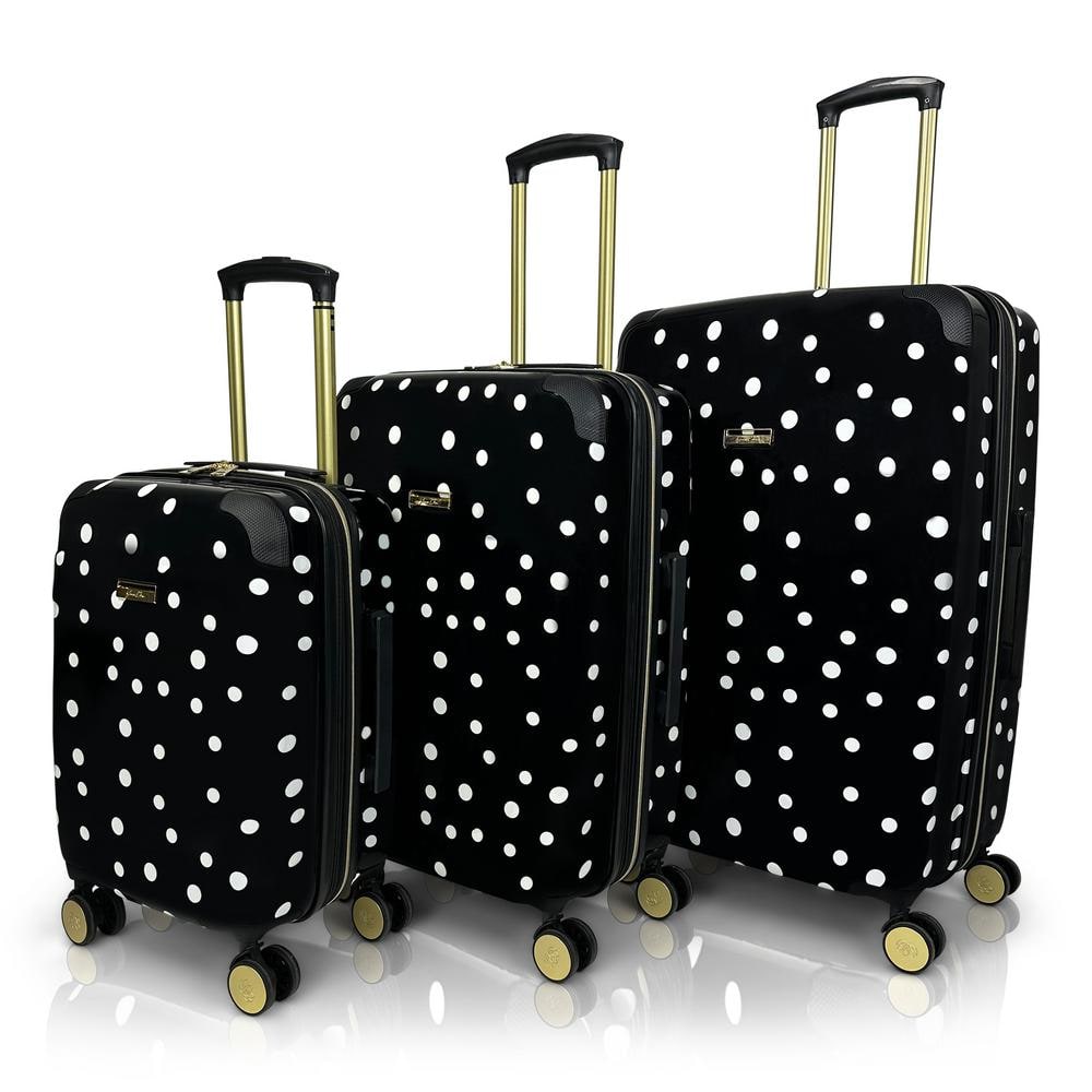 Polka Dot 3-Piece Hardside Spinner Set -  Jenni Chan, JC107-ST3-BLK