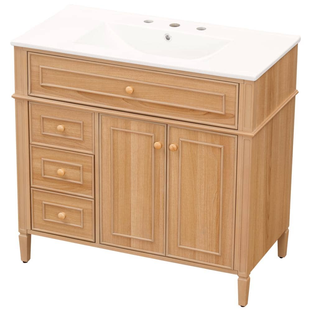 36 in. W Wood Freestanding Bath Vanity with White Ceramic Top Sink,Flip-Out Drawer,2 Soft-Close Doors price history on PriceWatchPro