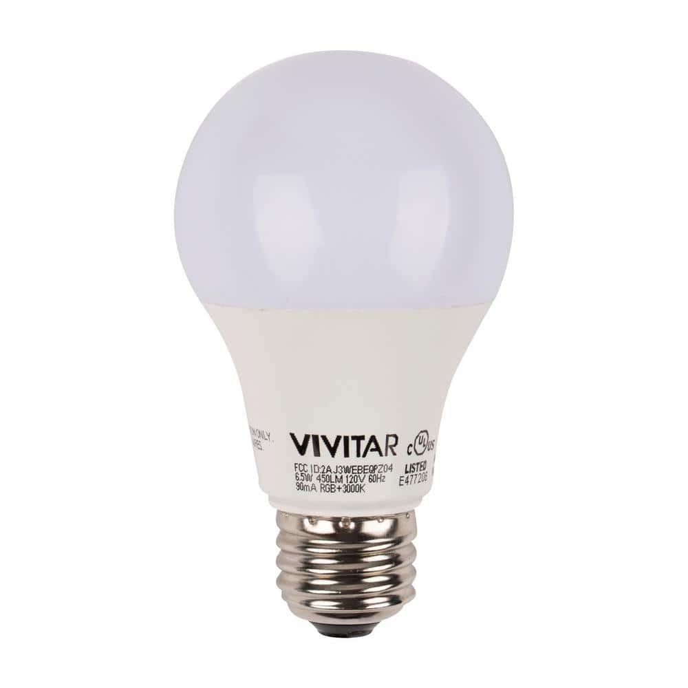 VIVITAR 40W Equivalent 450-Lumen A19 Wi-Fi Smart Multi Colored Light Bulb LB60-NOC - The Home