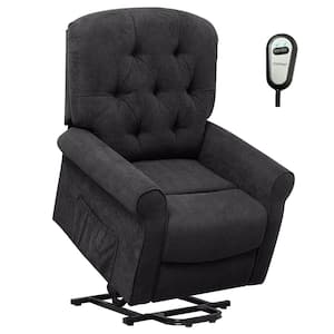 Black Power Lift Recliner Chair Sofa for Elderly w/Side Pocket and Remote Control
