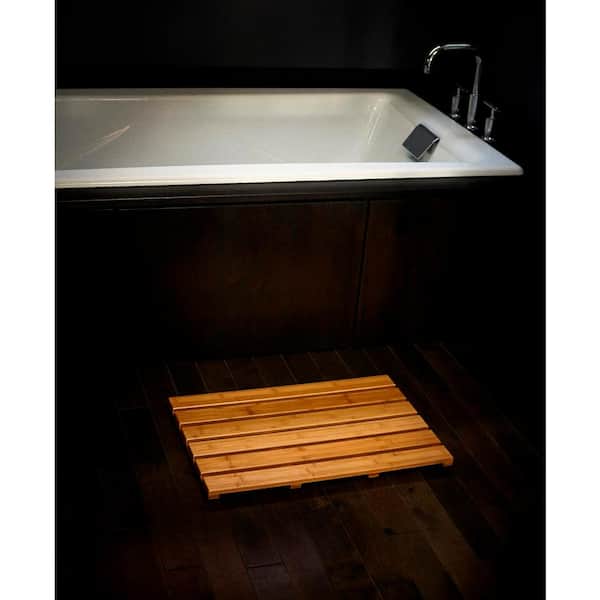 ZPirates Bamboo Bath Mat for Bathroom - Wooden Bathmat, Sauna Spa Steps  Decor and Accessories - 24 x 16 Inches (L x W), Natural Color