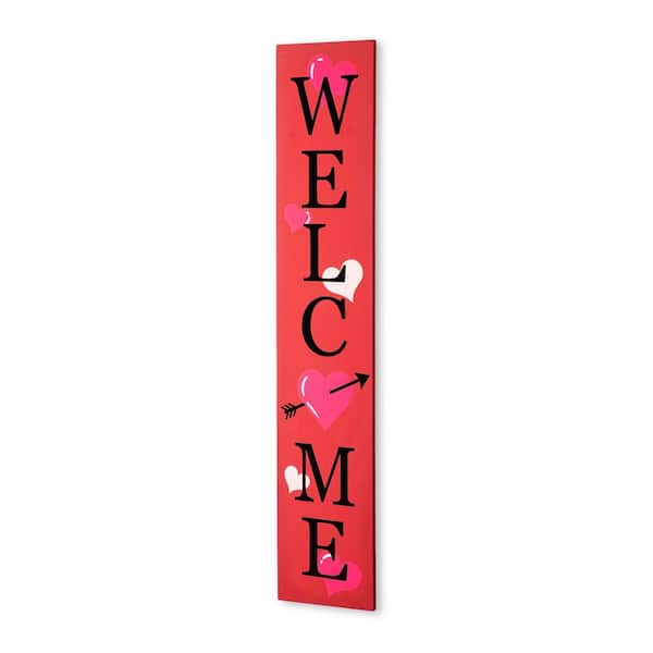 Glitzhome 36 in. H Valentine's Wooden Welcome Porch Sign