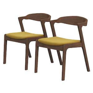 Roxy Mid-Century Modern Dark Yellow Velvet Dining Chair (Set of 2)