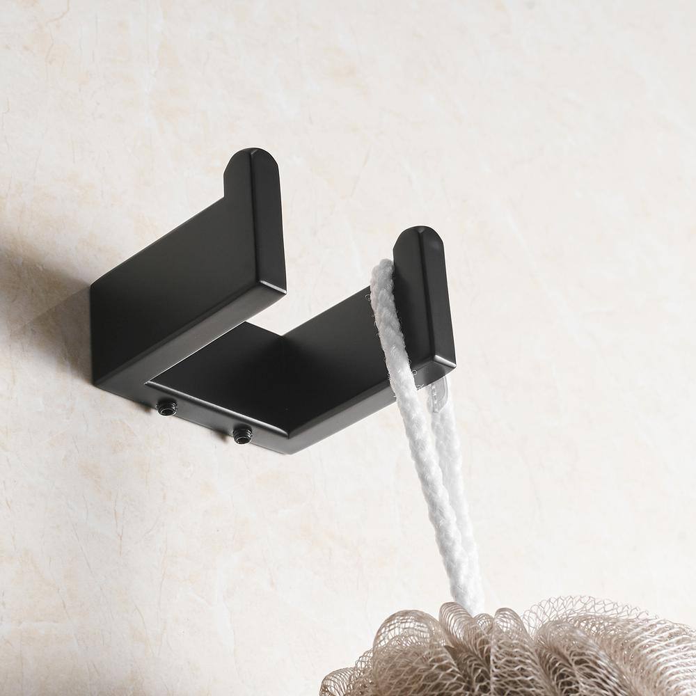 Matte Black Stainless Steel Wall Mounted J-Hook Bath Accessory