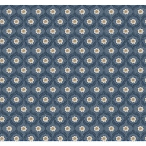 Emma Navy Blue Metallic Non-Pasted Wallpaper