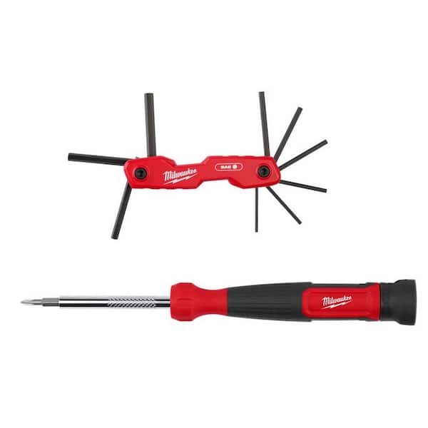 Milwaukee Folding SAE Hex Key Set (9-Piece) with 4-in-1 Precision Multi-Bit Screwdriver