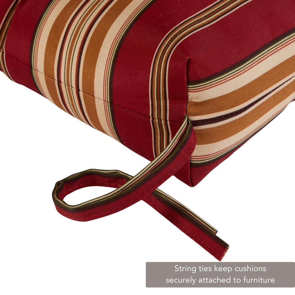 Roma Stripe Red and Beige Polyester Outdoor Bench Cushion