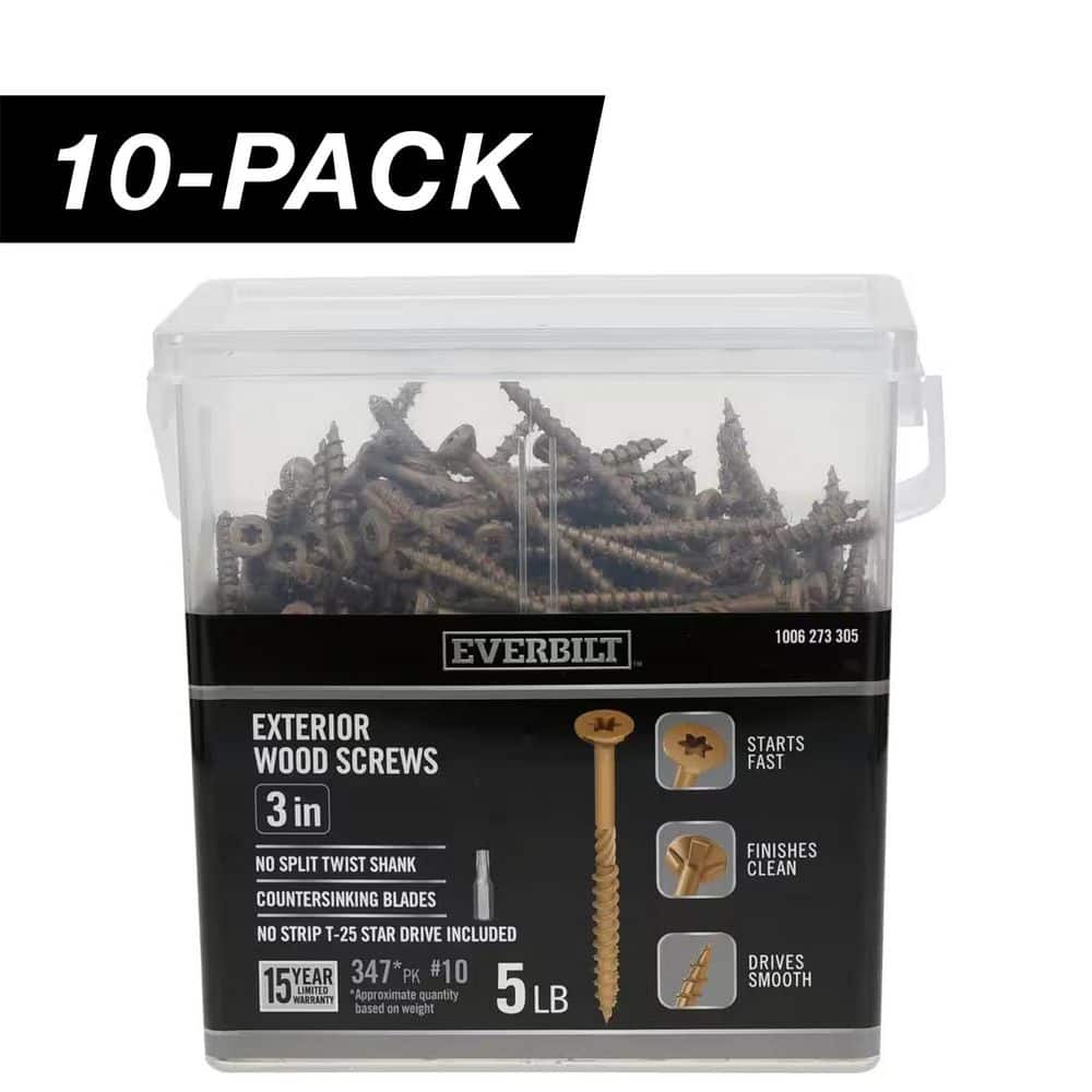 10-Pack 10 x 3 in. Star Drive Flat Head Exterior Wood Screws (50 lbs. / 3,470-Piece) price history on PriceWatchPro