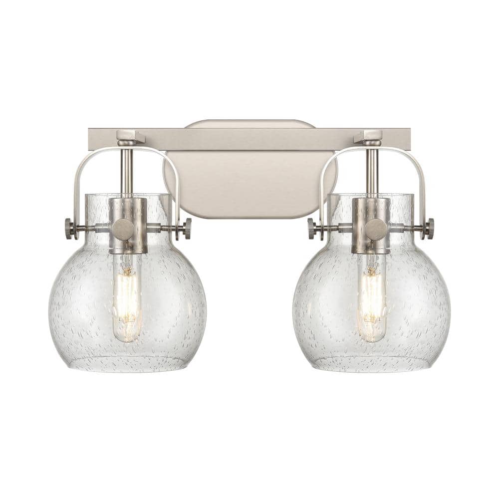 Pilaster II Sphere 17 in. 2-Light Satin Nickel Vanity Light with Glass Shade price history on PriceWatchPro