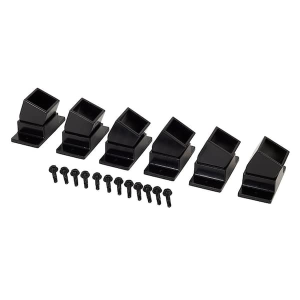 Athens Gloss Black Aluminum Fence Swivel Mount Bracket (6-Pack)