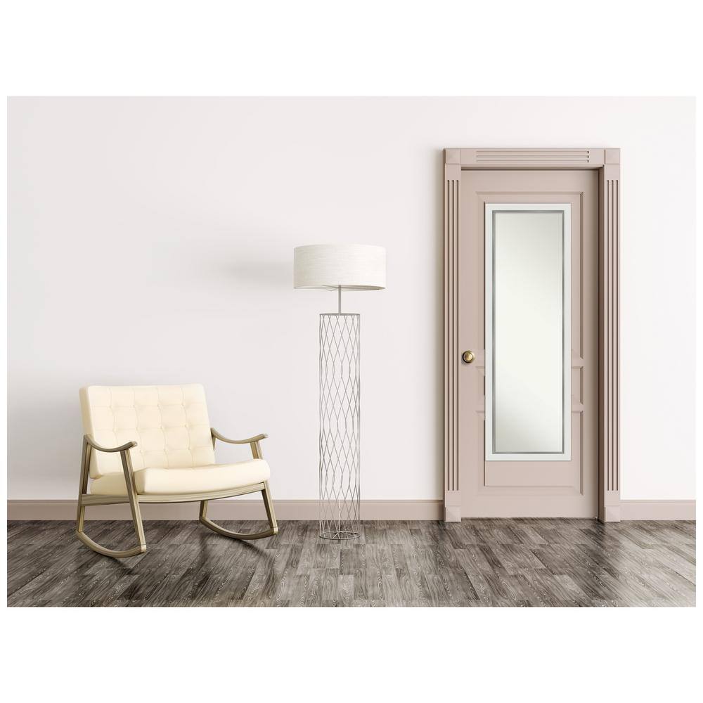 Eva White and Silver Full Length Rectangular Wood Mirror