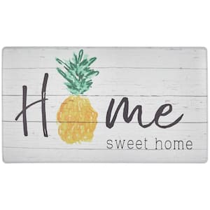 Cozy Living Home Sweet Home Pineapple Grey 30 in. x 36 in. Anti Fatigue Kitchen Mat
