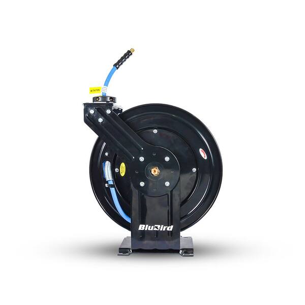 3/8 in. x 75 ft. Heavy Duty Rubber Air Hose and Dual Arm Powder-Coated Steel Hose Reel