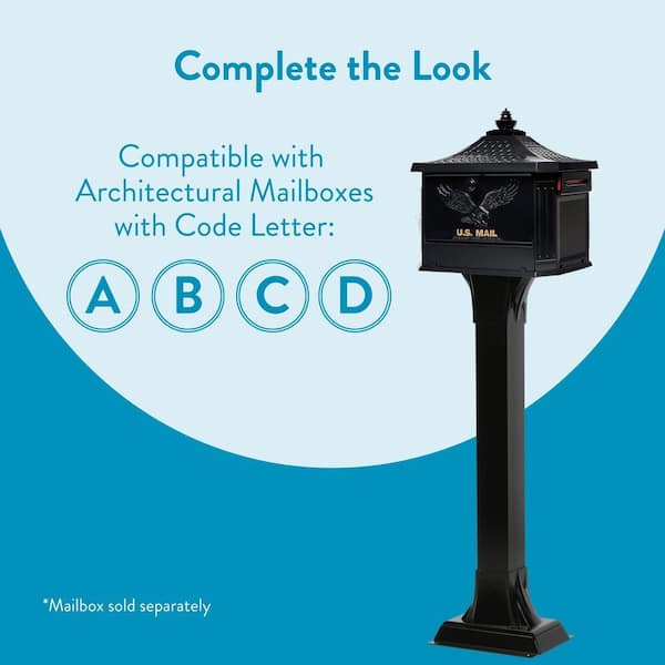 Callaway Adjustable, Aluminum, Top Mount, Mailbox Post, Black
